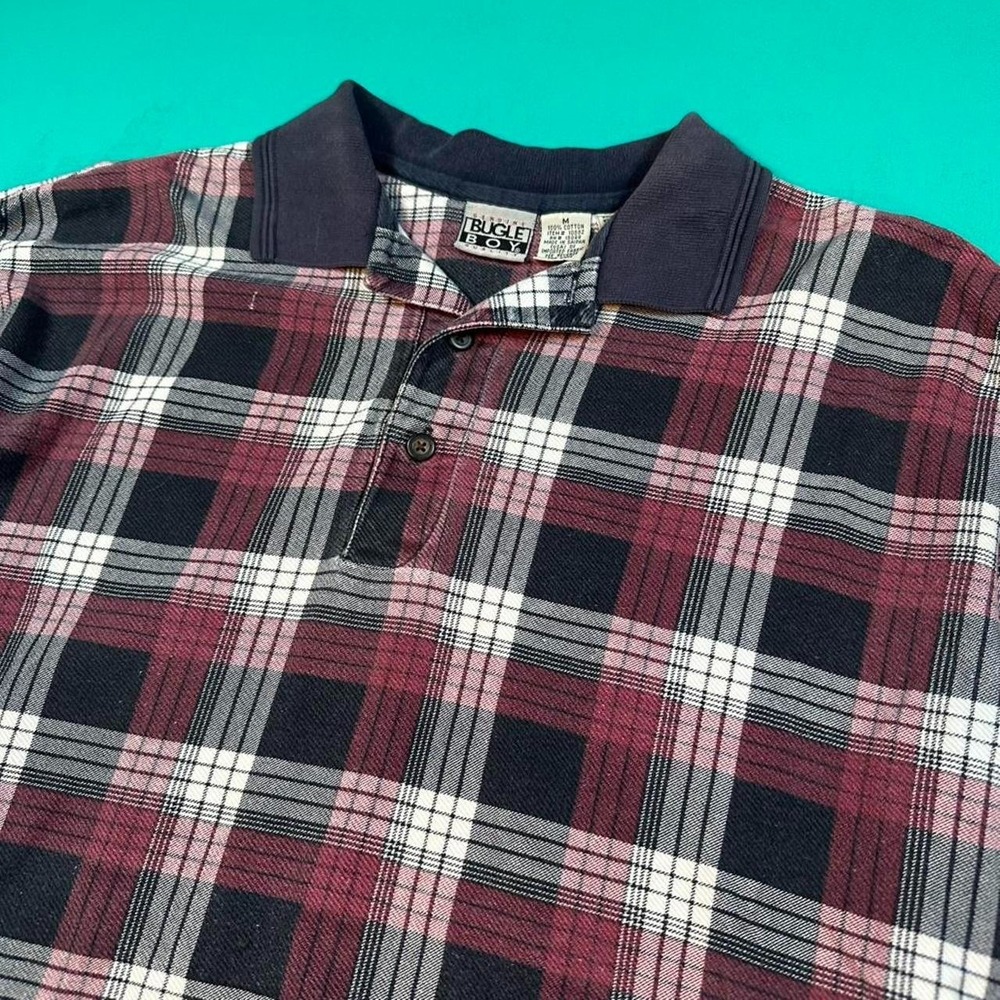 Vintage 90s bugle boy plaid polo shirt collared vtg 1990s bugle boy plaid shirt - Picture 2 of 6